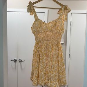 NEW! Never Worn Yellow Floral Print Sun Dress